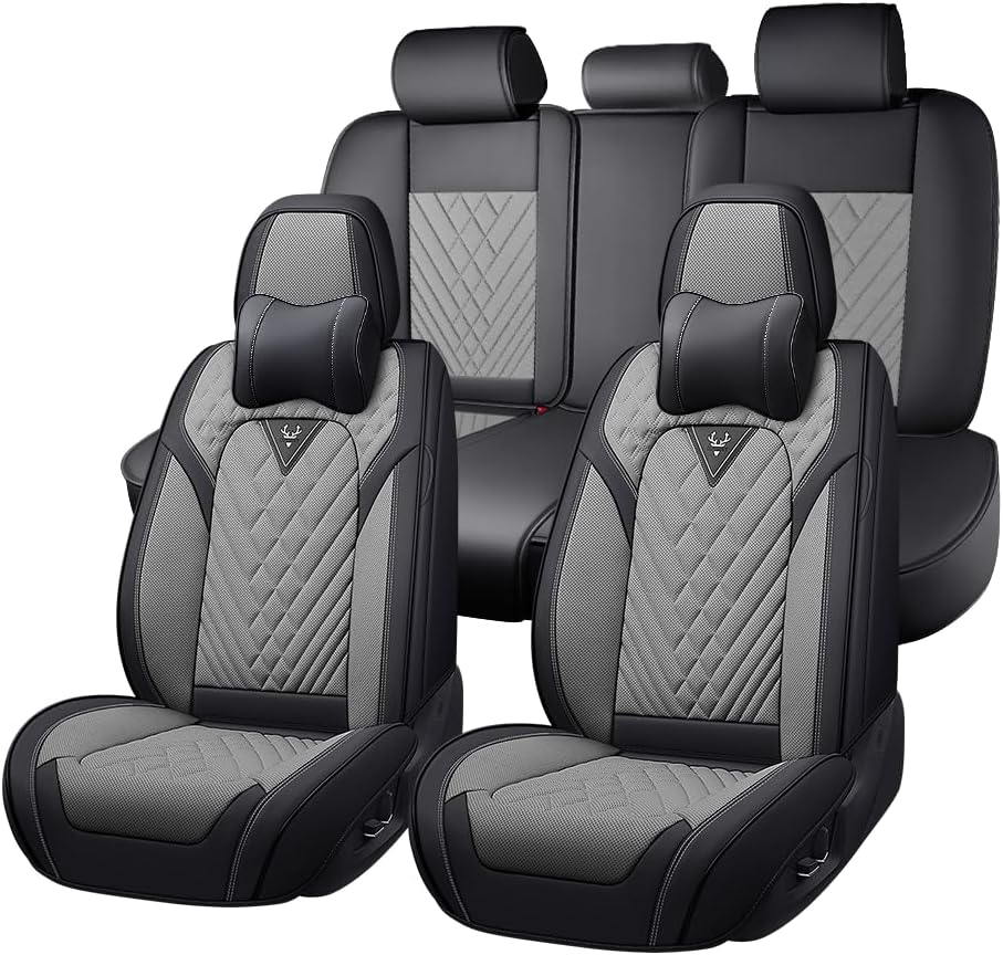Car Seat Covers for Ford Bronco Sport 2021-2025, Premium Nappa Leather Waterproof & Anti-Slip, Full Coverage Customized fit Ford Bronco Sport Seat Covers Full Set (5 Seats Luxury,Black-Gray) Car Seat Covers for Ford Bronco Sport 2021-2025, Premium Nappa Leather Waterproof & Anti-Slip, Full Coverage Customized fit Ford Bronco Sport Seat Covers Full Set (5 Seats Luxury,Black-Gray)