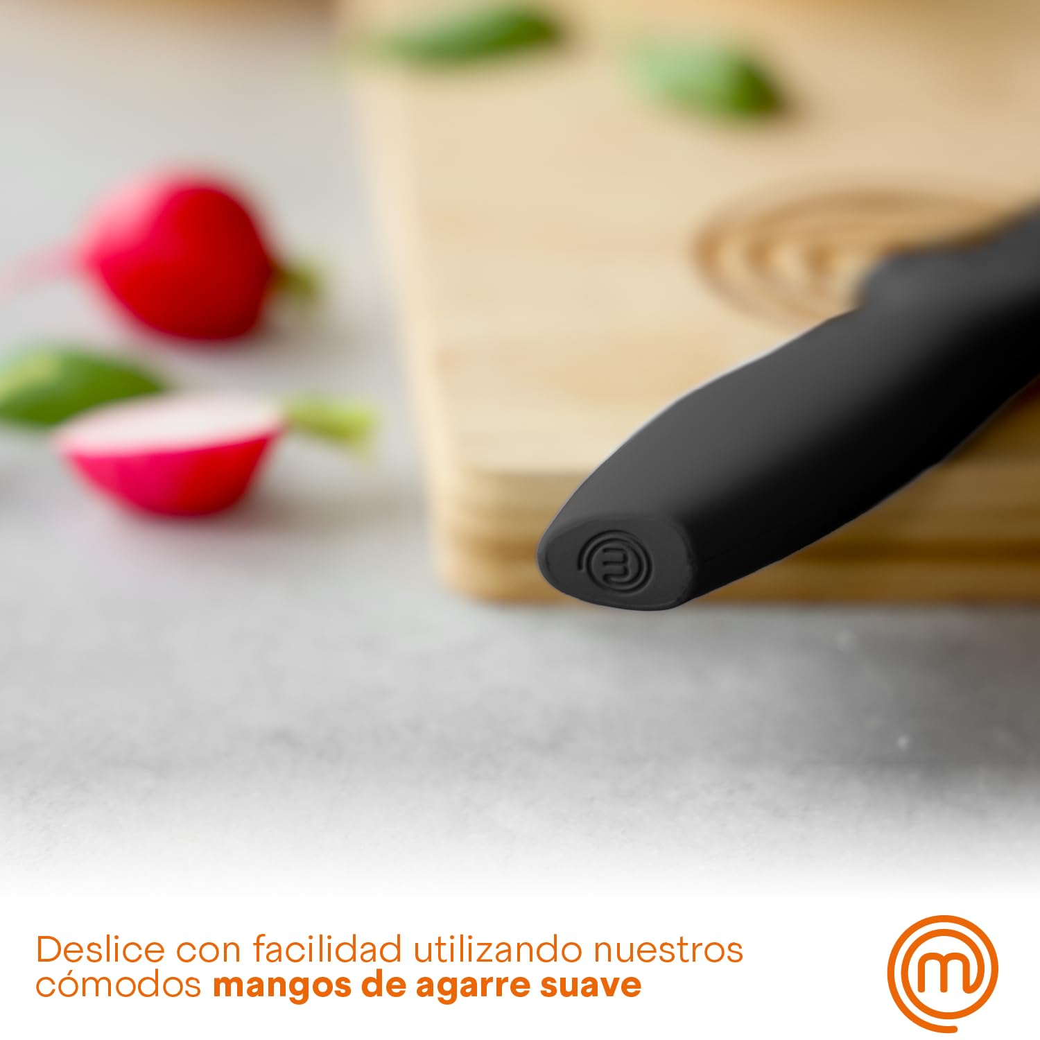 MasterChef Juego de Cuchillos de Cocina 5 Piezas, Acero Inoxidable, Negro, Tacto Suave