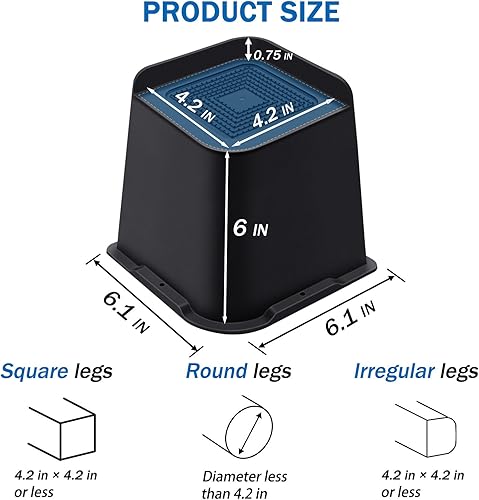 Miniatura 2 de ANNKUT Elevadores de cama de 6 pulgadas resistentes, elevadores de muebles para cama, escritorio, mesa, sofá, elevadores de cama de gran tamaño,
