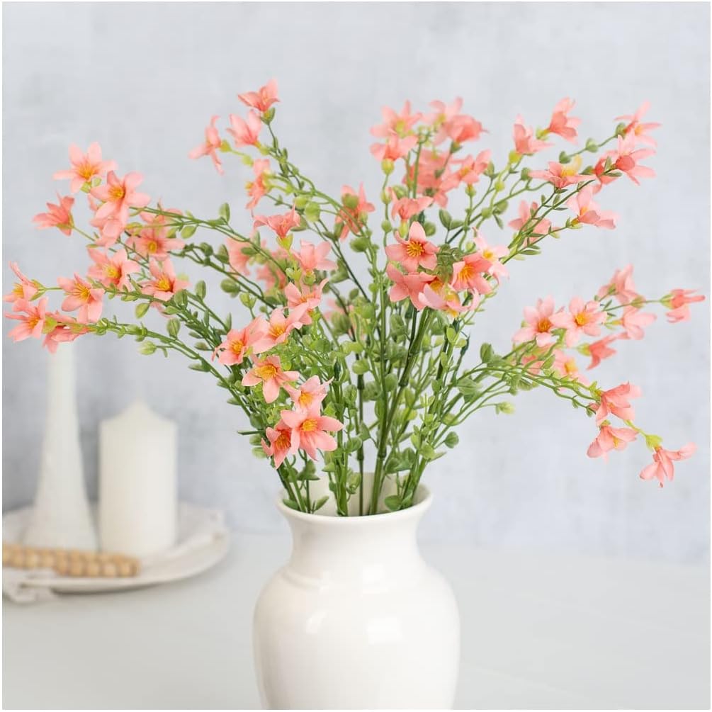Factory Direct Craft Artificial Peach Waxflower Bush for Spring Arrangements and Summer Decorating