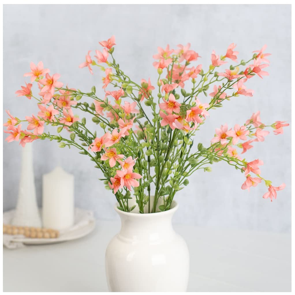 Factory Direct Craft Artificial Peach Waxflower Bush for Spring Arrangements and Summer Decorating