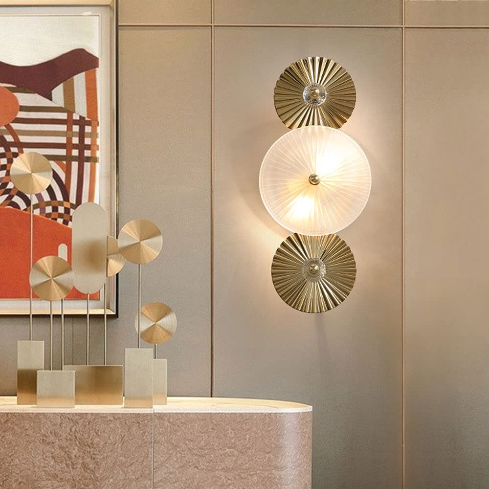 Lampa ścienna, oświetlenie ścienne, szklana lampa ścienna, złoty metalowy kinkiet, nordycka lampa ścienna, geometryczne oświetlenie wewnętrzne, dekoracja domu, lampy naścienne do sypialni