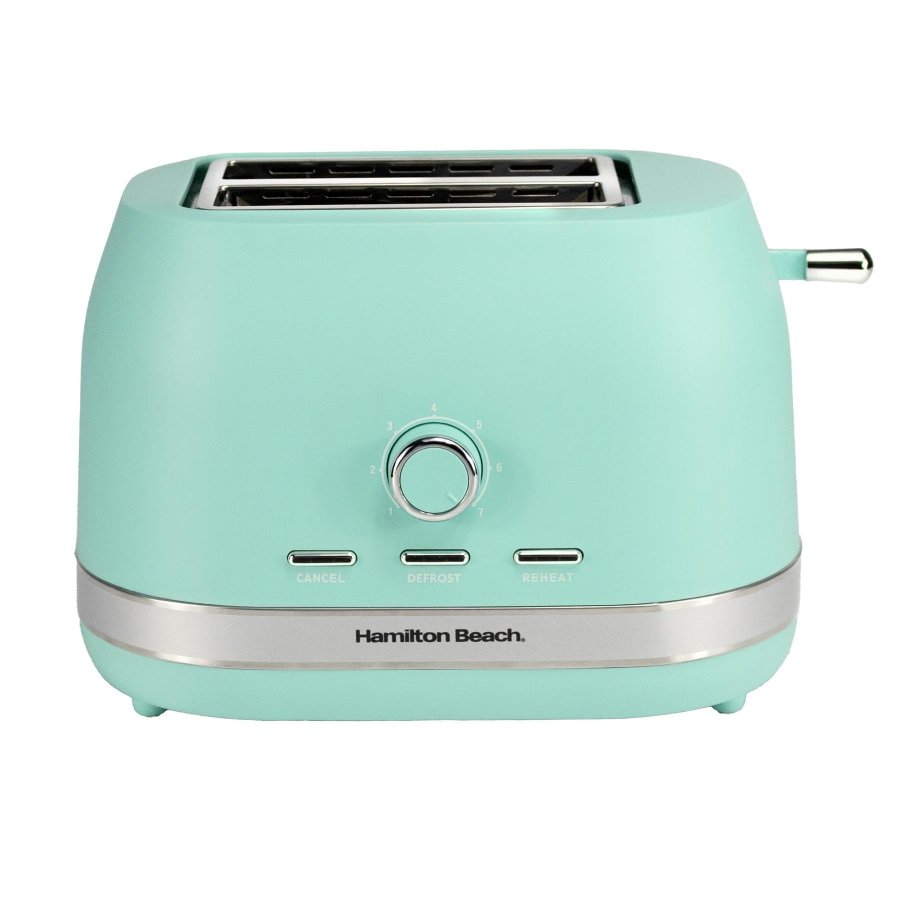 Hamilton Beach Toaster 2 Slice, Ella, 800W, Wide Slots, 7 Variable Browning Levels, Defrost, Cancel & Reheat Settings, Removable Crumb Tray, Integrated Cord Storage, Matte Mint - HBT1322MM