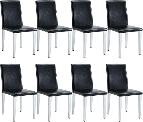 Miniatura 22 de Juego de 4 sillas de comedor blancas, piel sintética con patas de metal cromadas, juego de 4 sillas de cocina sin brazos, carga máxima de 300