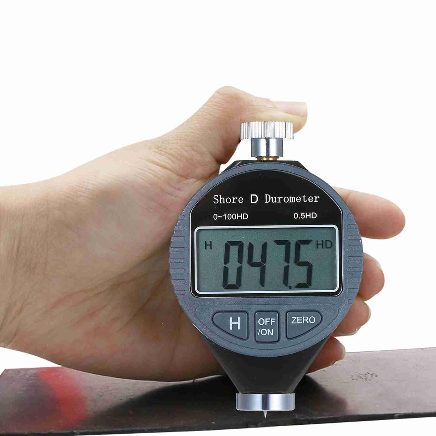 Digital Shore D Durometer & Hardness Tester, 0-100HD Range with High 0.5HD Resolution & Large LCD Display, Portable Hardness Tester for Rubber, Plastic, Polymer, Tire, Flooring, Bowling Ball
