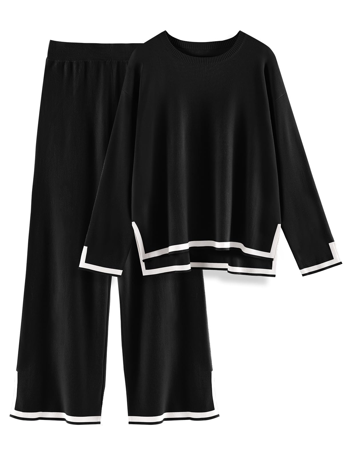 Yuson Girl Tuta Donna Elegante Completo 2 Pezzi Complete Tailleur de Casa | Maglia Maniche Lunghe Pullover, Elastico in Vita Pantaloni Gamba Larga, Autunnale Invernale Primavera