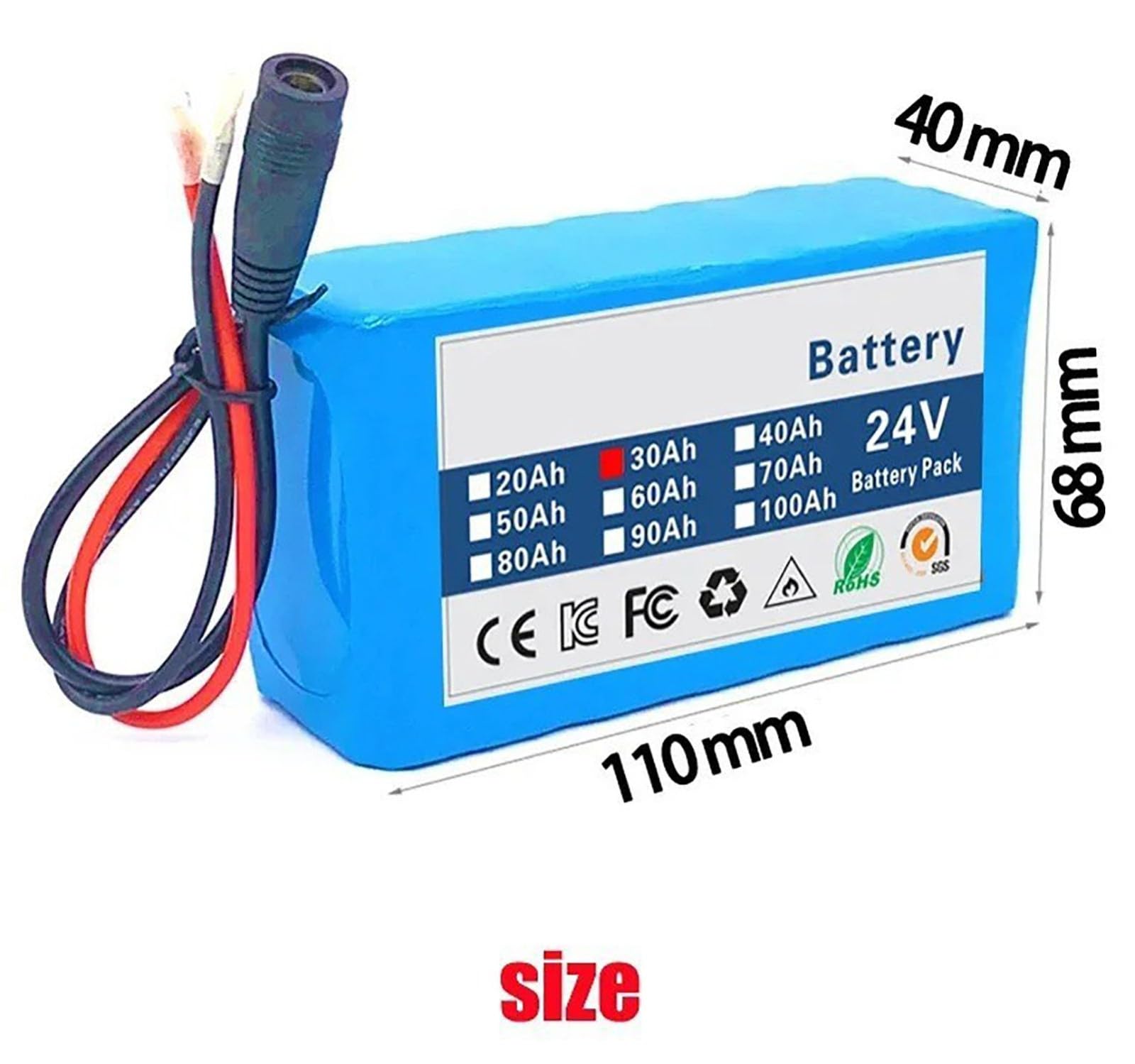 24V 30Ah E-Bike Batería con Cargador 25.2V 30Ah 6S2P Batería para Bicicleta Electrica Scooter Incorporada BMS para 50W 150W 250W 350W 400W 500W Motor