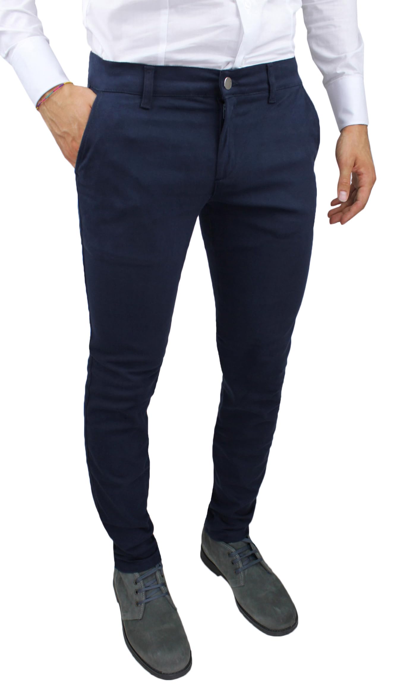 Pantaloni Uomo Slim Fit Invernali Alta Sartoria Chino's Eleganti Casual