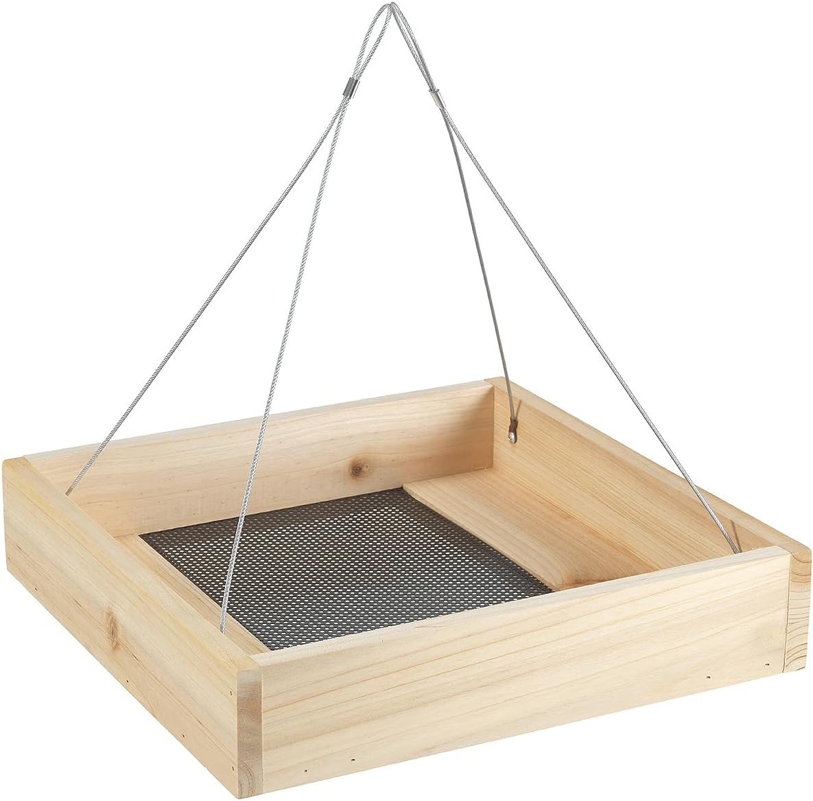 Rocky Mountain Goods Wood Bird Feeder Tray for Outside - 12" Hanging Platform Feeder for Cardinals, Jays - Universal Seed Tray with Drainage - Easy to Fill & Clean - Durable Pine + Rust-Free Hardware