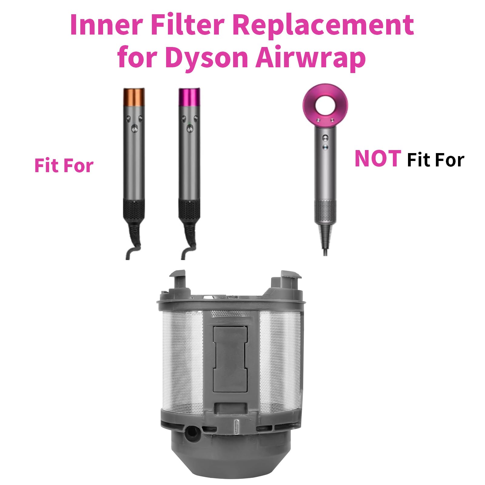 SANTUO Filtro interno di ricambio per modelli Dyson Airwrap HS01 e HS05, pezzo di ricambio originale per acconciature Airwrap, garantisce prestazioni ottimali e previene danni da detriti e accumulo di