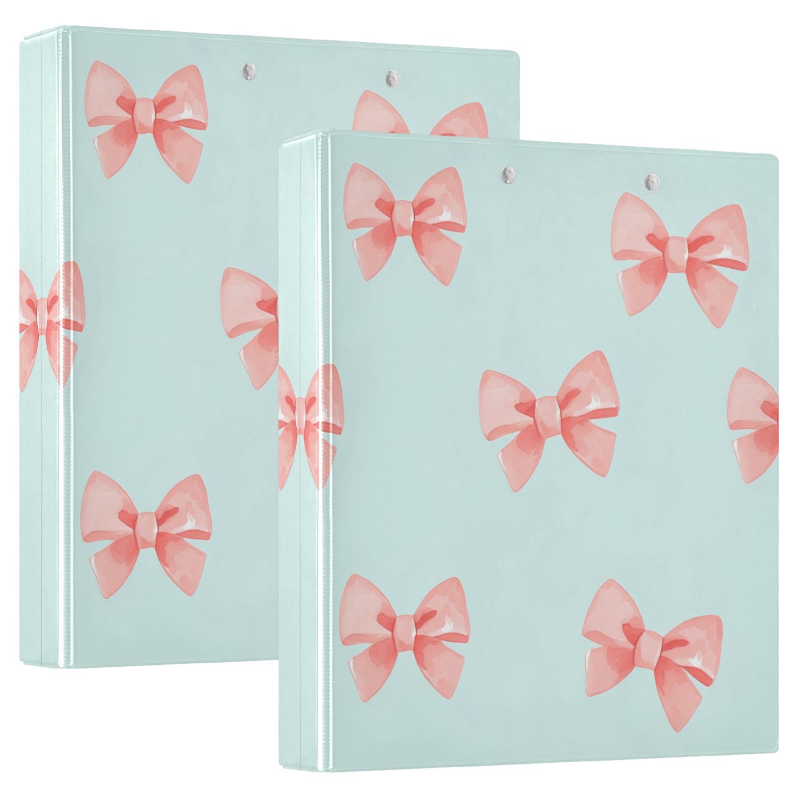 Raccoglitore ad anelli con 3 anelli, 3,8 cm, decorativo, rotondo, con clip in metallo, formato A4, organizer per casa e ufficio, confezione da 2