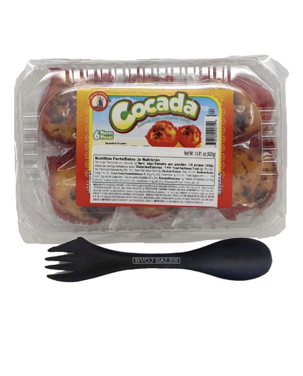Dulces Típicos Cocada Dulce De Coco/Coconut Candy 1 pack 6ct 14.81oz (1) BVOJ SALES Utensil