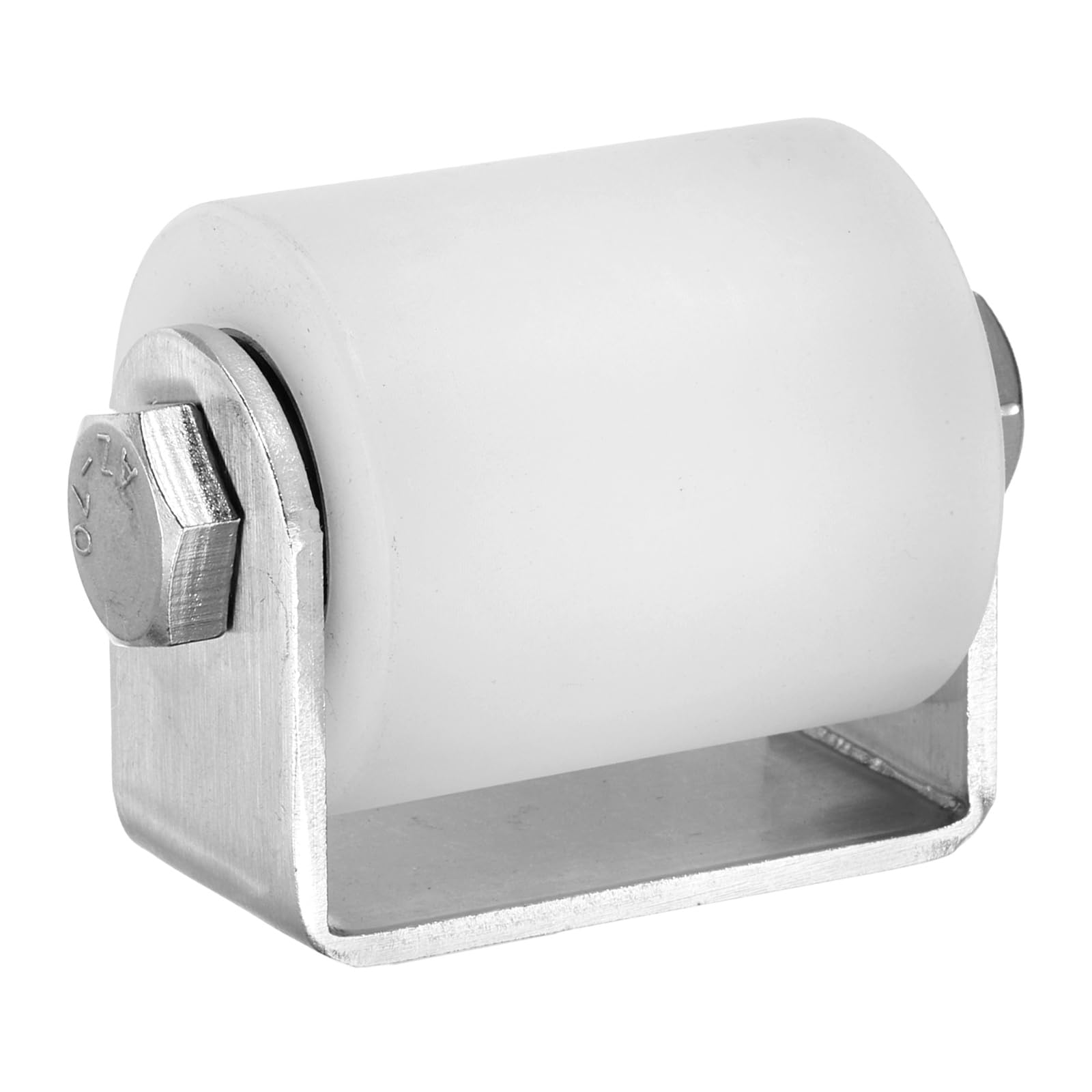 sourcing map Slide Gate Guide Roller, 50mm Nylon Sliding Gate Guider with C Post Welded Bracket, Ball Bearing Side Roller Assembly Screw Tightening for Sliding Door 45mm Dia, White