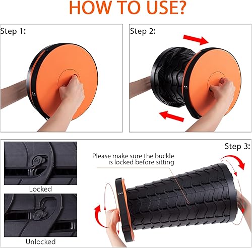 Miniatura 7 de Taburete plegable portátil con almohadilla para mochila, asiento telescópico plegable retráctil para adultos, ligero y resistente con capacidad de