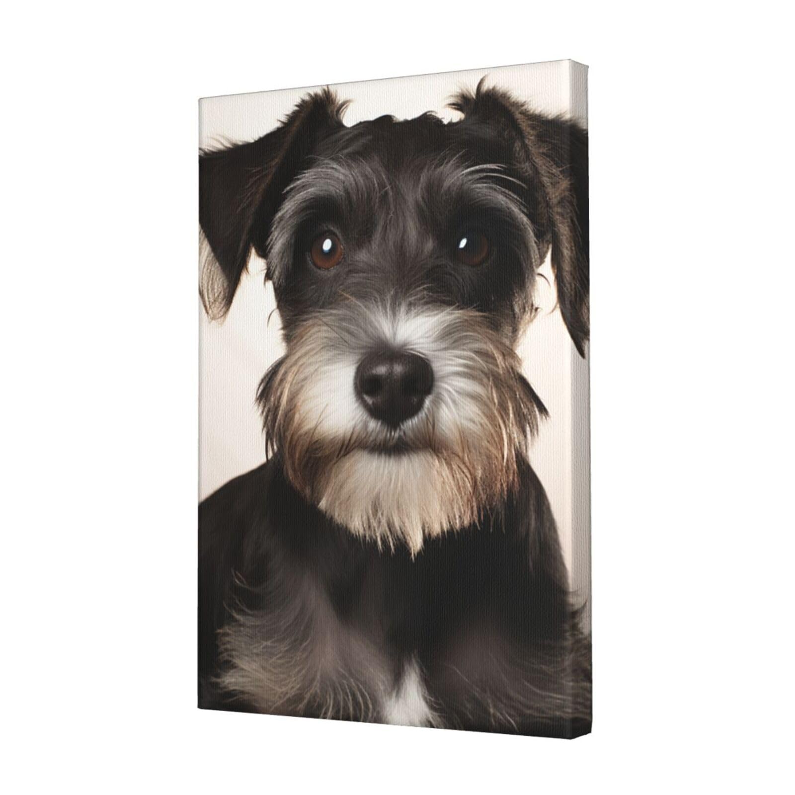 FodPand Cute schnauzer Canvas Wall Art for Living Room Wall Decor 12"x18" Modern Artwork Painting Pictures Hanging Canvas Prints Aesthetic Wall Art for Bedroom Bathroom Office Wallart Decor