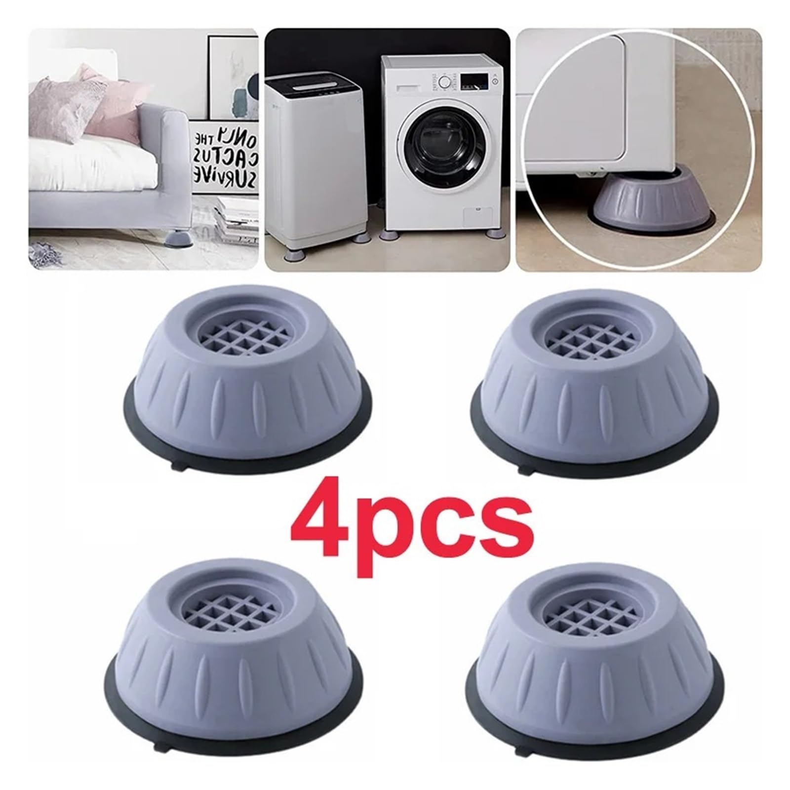 Base de lavadora con freno, Almohadillas for pies de lavadora (paquete de 4), multicolor, 7-9 cm(4pcs Gray 7cm)