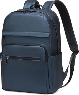 16 Inch Work Backpack for Men Simple Bookbag Blue | Laptop Backpack Business Professional Backpack for Everyday Causal Commute Waterproof Travel Office Computer Bag