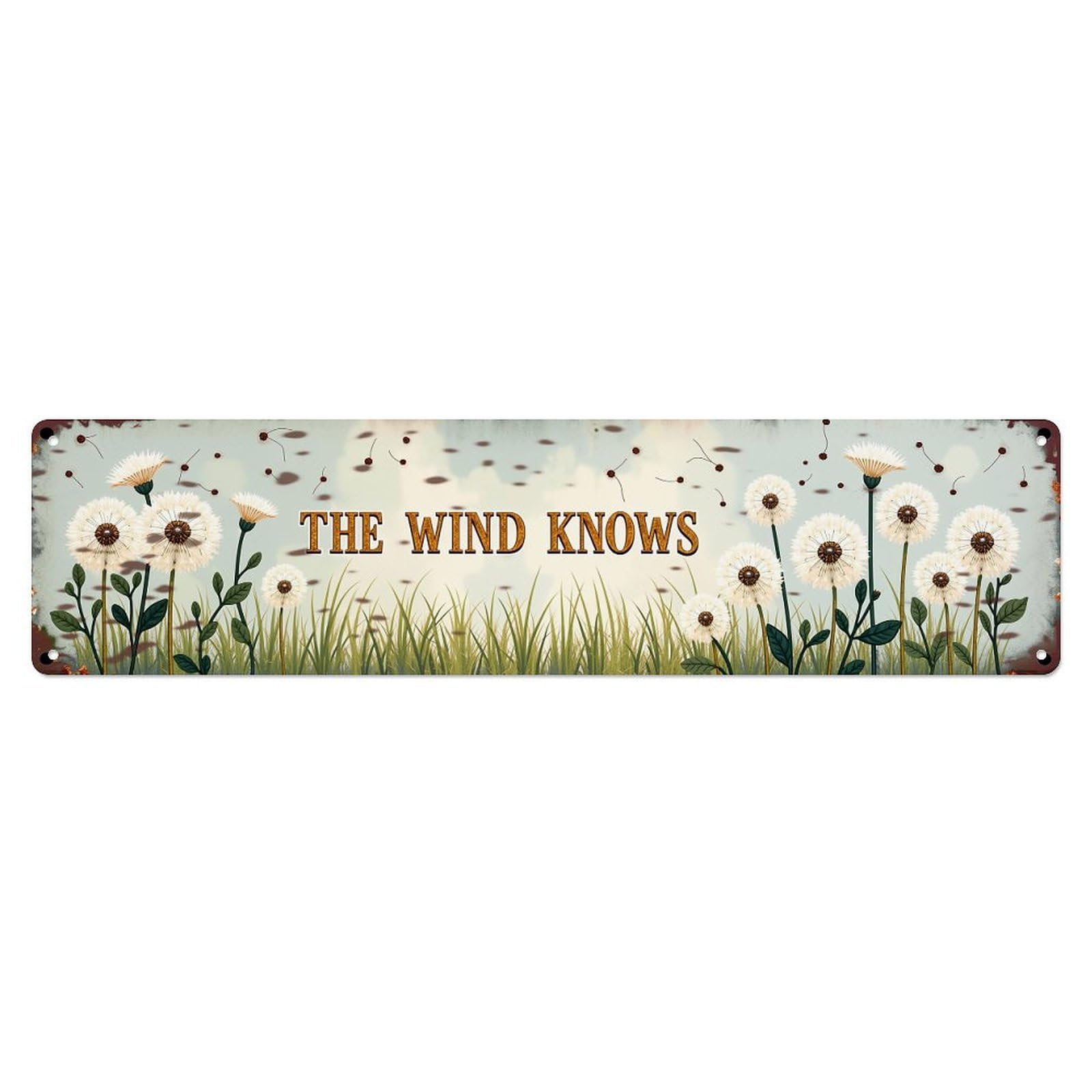 Jdyaojiesheng Vintage Dandelion Field Wind Flowers Sky Tin Sign Retro Metal Wall Decor Metal Poster, Home Bar Garage Farmhouse Cafe Wall Art Decoration 4X16inch