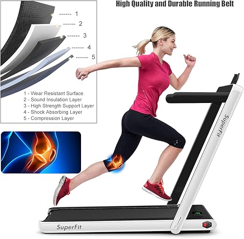 Miniatura 7 de GYMAX Caminadora, Caminadora Plegable de 2.25 HP con Aplicación Inteligente y Control Remoto, Monitor LED Bluetooth, Máquina Compacta para Correr