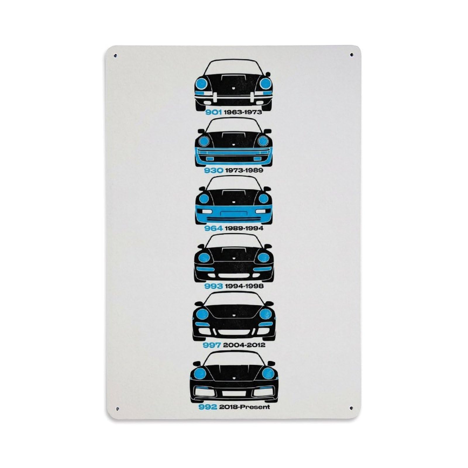 911 Carrera Turbo 901 930 964 German Supercar Heritage Metal Tin Sign Plaque Wall Decor for Cafe, Man Cave, Club Bar, Office, Home Garden Round Metal Poster 8x12Inch