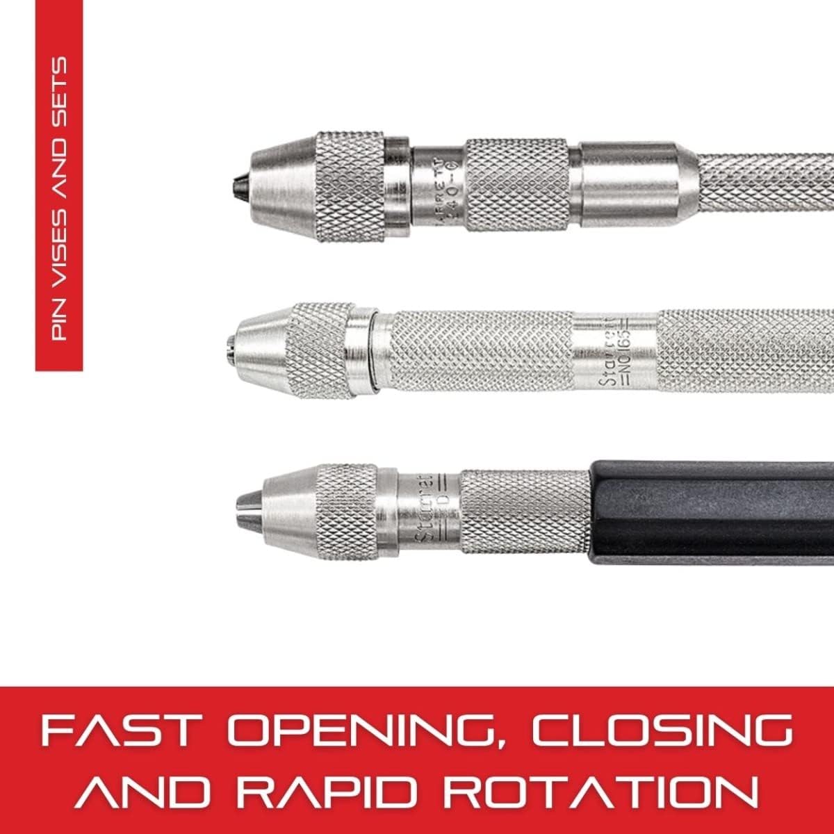 Starrett Pin Vise with Knurled Handles, Smaller Body Diameter than the Chuck, and Special Tapered Collet for Maximum Clamping Surface - 0-.040" Range - 162A