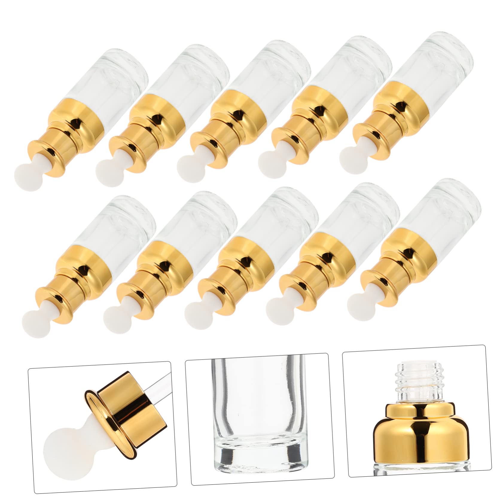 Homoyoyo Flacone Contagocce per Liquidi 50ml in Vetro Oro, 10 Pezzi
