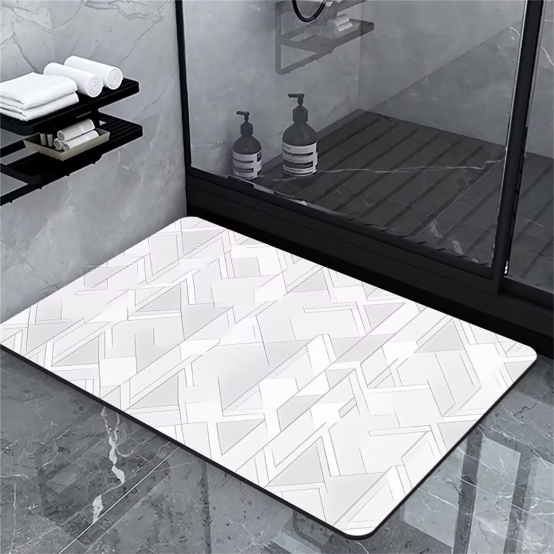 Badezimmerteppich Badematte rutschfest Badematte Badteppich Badvorleger 140x200cm Badematten Badteppiche Duschmatte rutschfest, Duschvorleger Badezimmermatte rutschfest Stein Badematte White