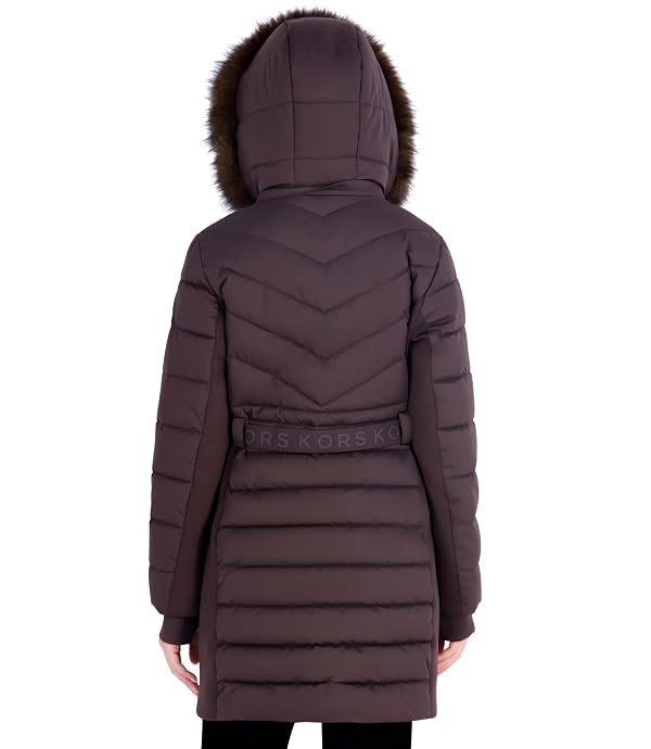 Michael Kors Women's Long Puffer Coat with Faux Fur Hood and Belt by Michael Kors - Used condition - Image 7