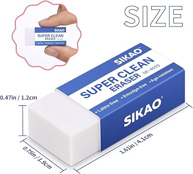White Erasers, 6 Pack Block Pencil Erasers – Smudge-Free Latex-Free, Erasers for Kids School Supplies, Clean Erase for Homework, Office & Drawing (Art Use) | Smudge-Free Latex-Free, Erasers, Clean Erase for Homework, Office & Drawing (Art Use)