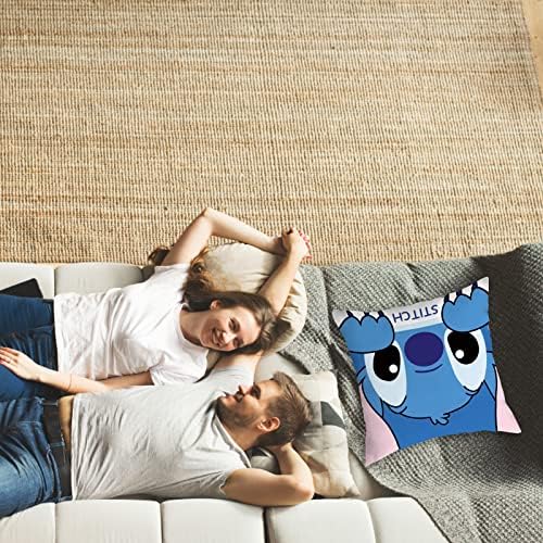 wopin Cute Stitch Pillowcase Stitch,Stitch Cushion CoverStitch Gifts for Gir,Family Cushion Cover Lovely Stitch Gifts For Girls Boys Daughter Son,Room Home Decor Pillow Cases 18x18