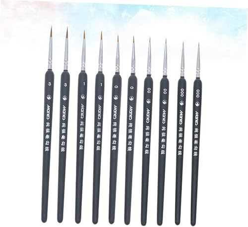 Miniatura 6 de EXCEART 2 juegos de 10 pinceles de pintura gouache punta fina pincel de pintura pincel de línea de gancho pinceles en miniatura pinceles de detalle