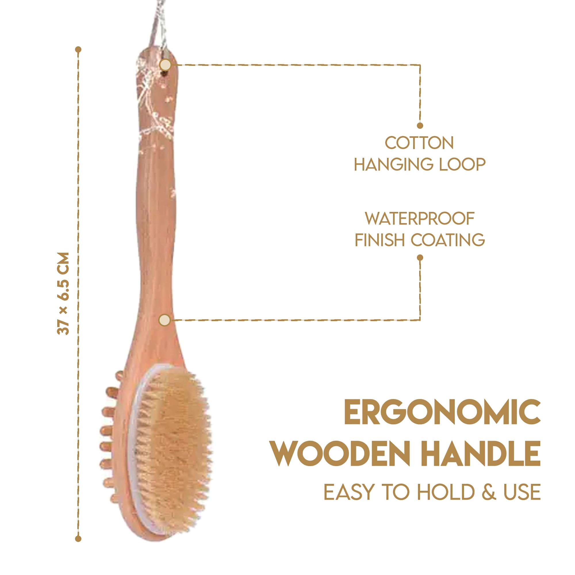 JCM B-C Back Scrubber - Body Brush for Men and Women, Wooden, Large - Image 3