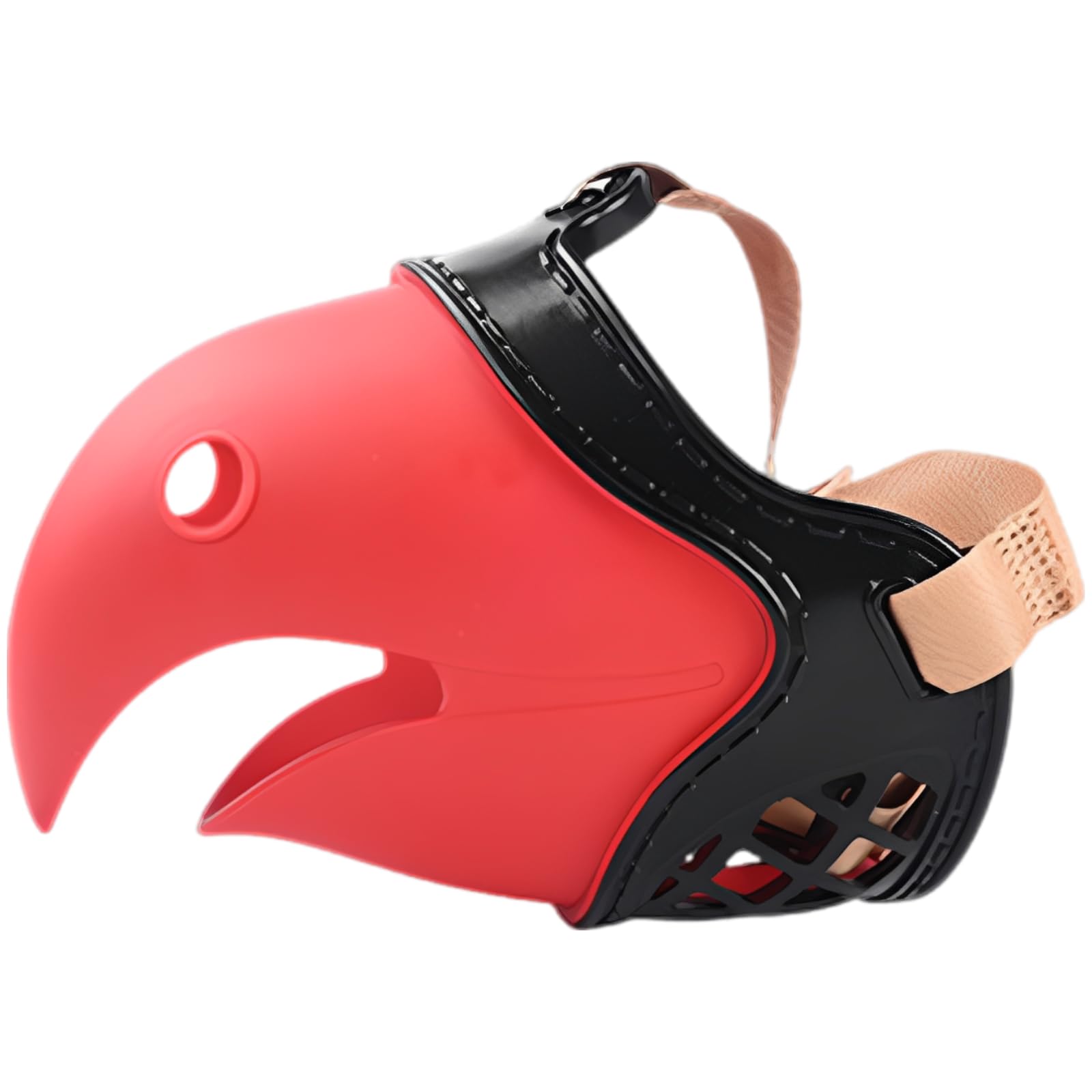 Muserolle pour Chien Bec de Perroquet Taille 7, pour Chiens 33,1 à 44,1 LB, réglable pour Limiter Les mordillements, Les aboiements et la Mastication, Noir Rouge, élastomère Souple, 15,7 x 5,1 x 4,7