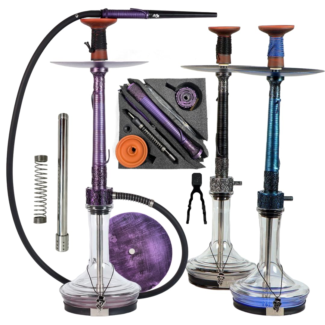 Germany Designed Luxury RICHMAN 63cm Premium Quality Hookah Shisha Complete Kit for Travel, Camping, and Home Use