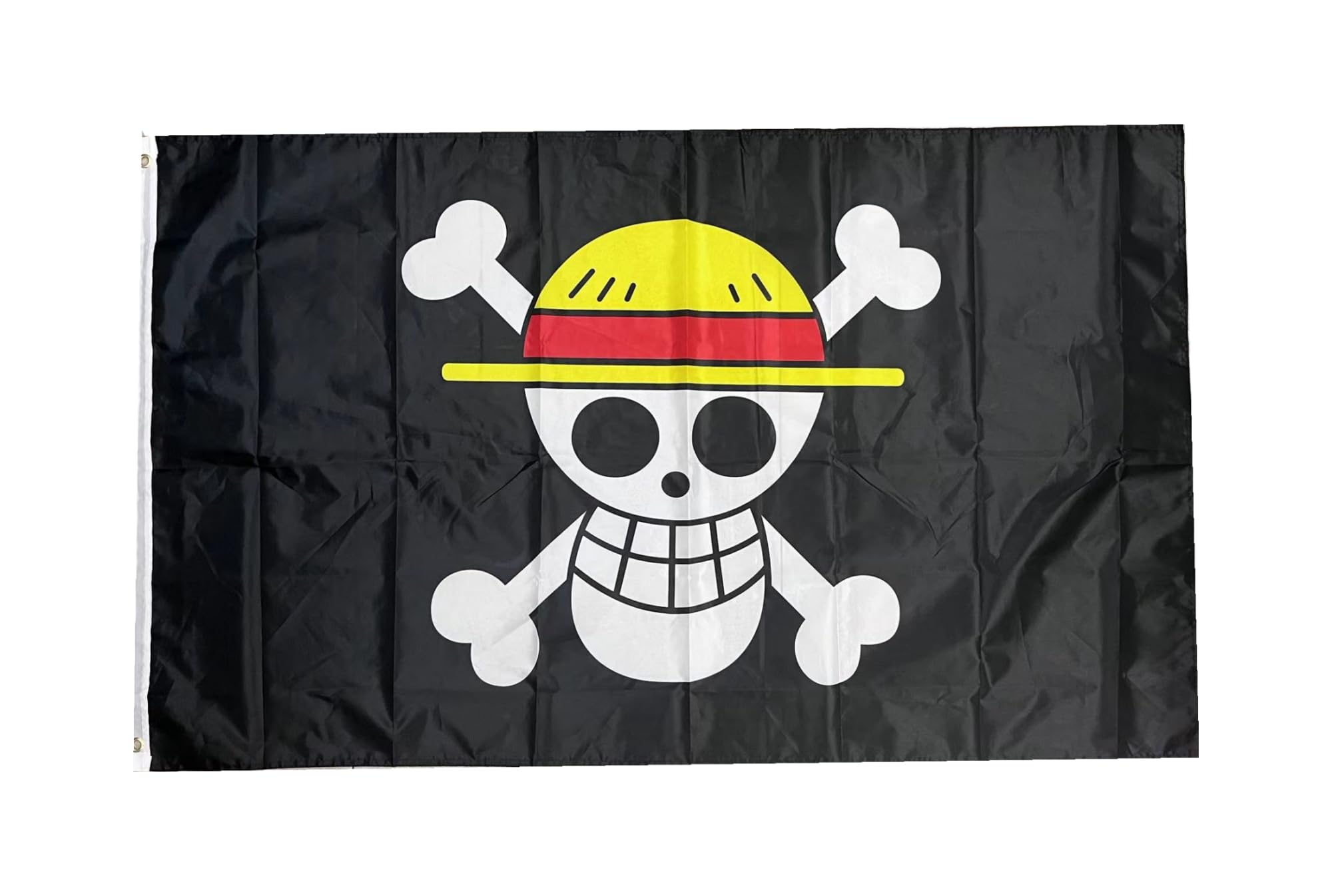 Kaiheok Flag 3x5Ft/90x150cm Luffy Pirate straw hatts Flag Polyester with two metal eyelets - Canvas header and double stitched - perfect for fly in the low wind area.