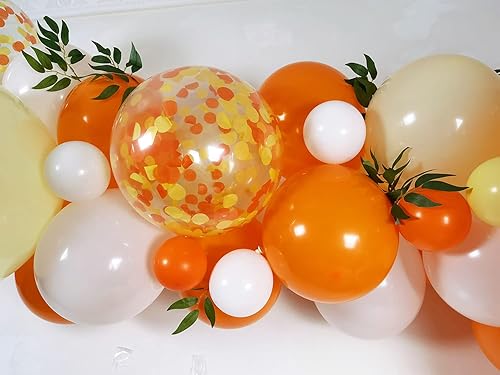 Miniatura 8 de Little Cutie - Globo naranja, amarillo y blanco, decoraciones de baby shower, con hojas de sauce artificiales para cumpleaños, baby shower,