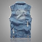 Gilet en denim pour homme sans manches, veste déchirée, style vintage décontracté
