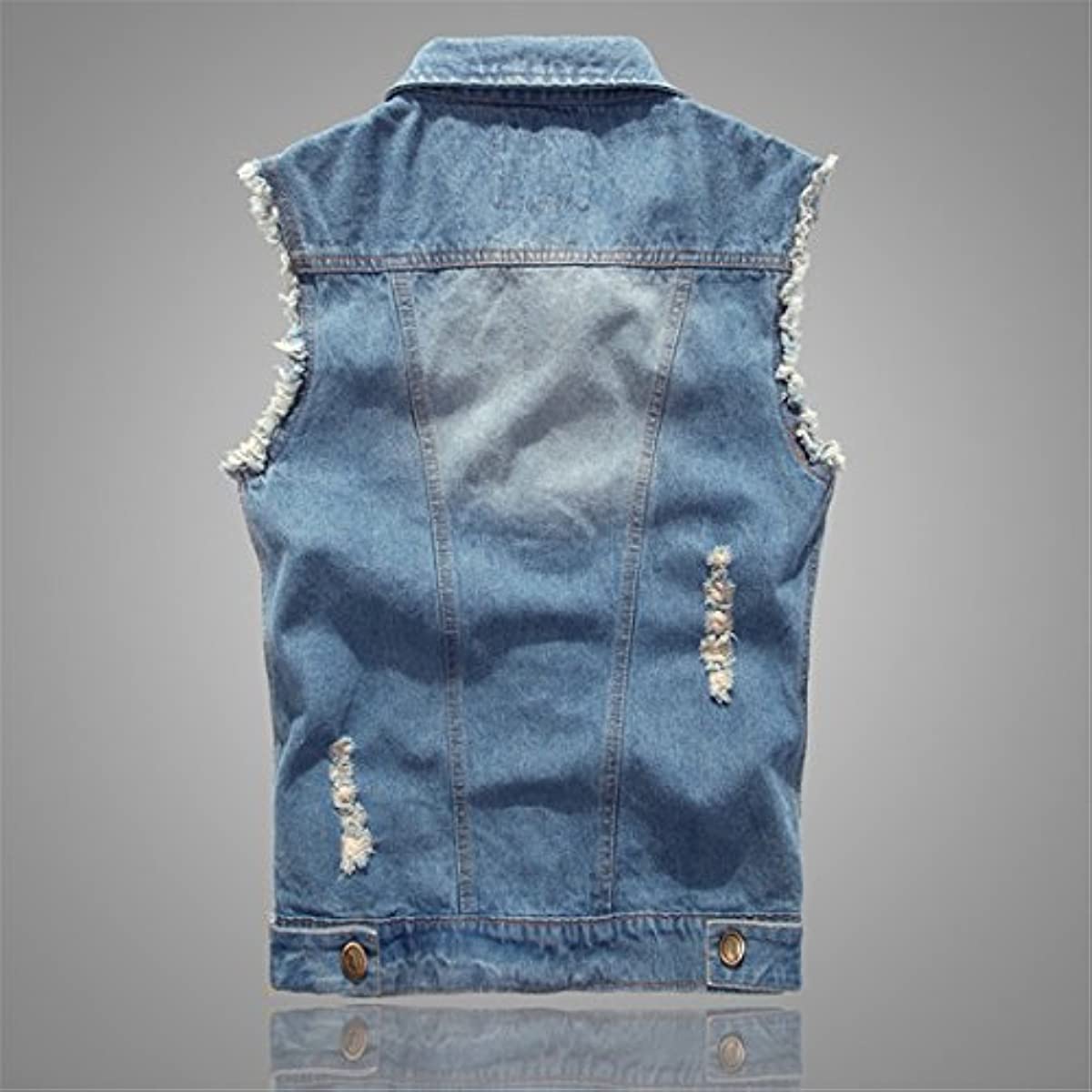 Hommes Denim Gilet Veste Décontractée Classique Manches Vestes