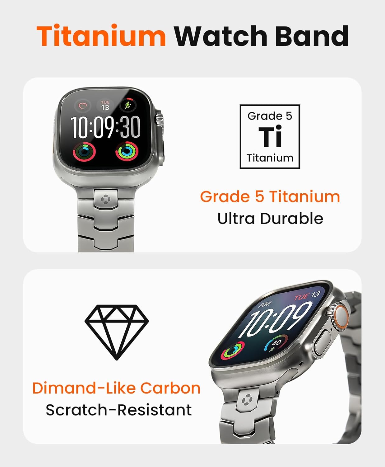 AGIS02 Titanium Band for Apple Watch Ultra 3/2/1 Band 49mm & Series 11/10 46mm, Premium Adjustable Ultra Watch Band for Men with Butterfly Clasp, Durable and Lightweight iWatch Metal Strap - Image 3