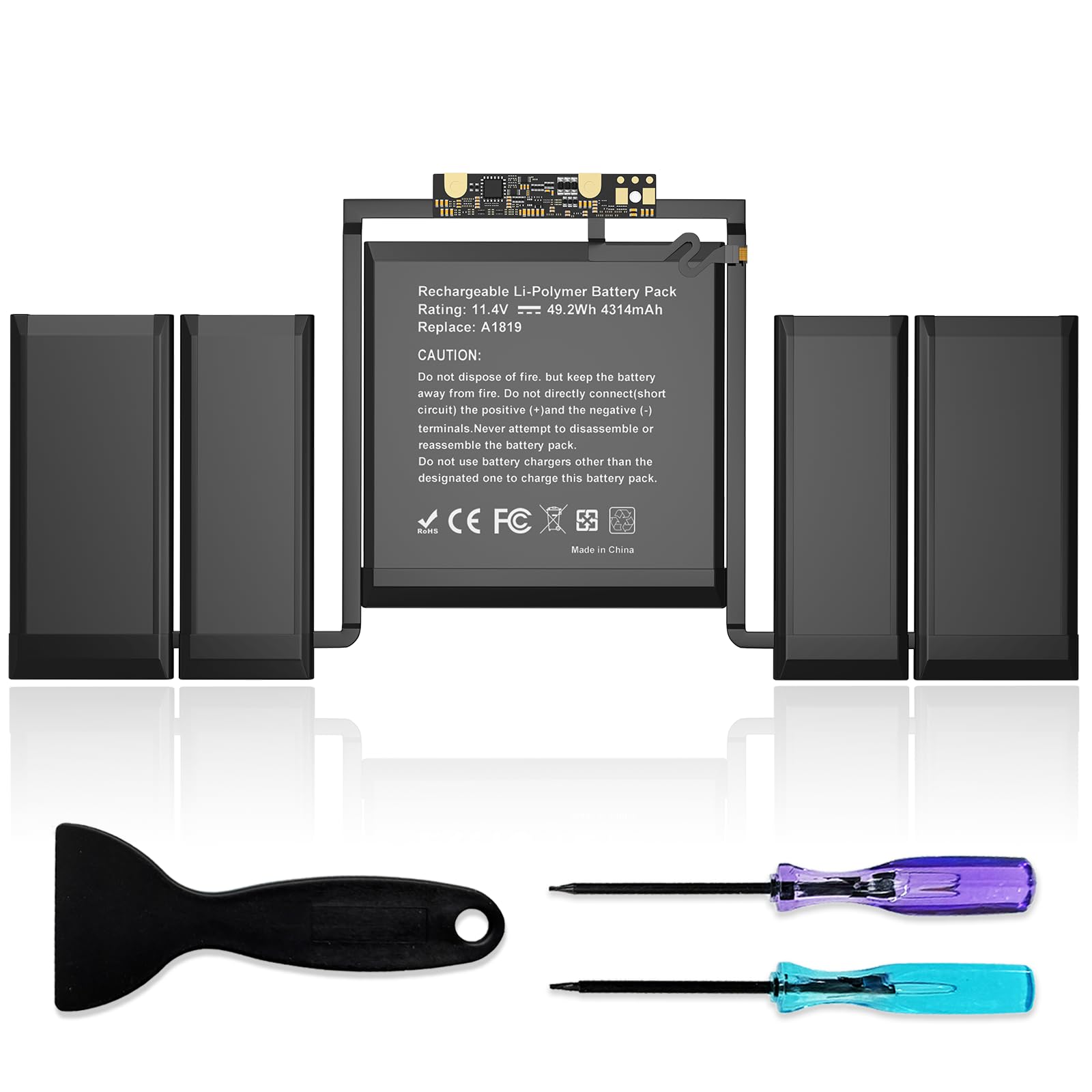 A1819 A1706 Laptop Battery Replacement for MacBook Pro 13 inch A1706 (Late 2016 Mid 2017) EMC 3071 3163 MLH12LL/A MPXV2LL/A MLVP2LL/A MNQF2LL/A MNQG2LL/A 11.4V 49.2Wh 4314mAh