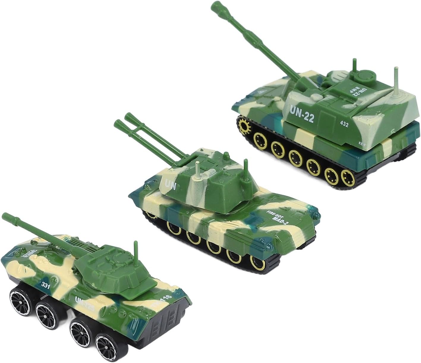 Kikumi 3 Pieces Tank Toy, Simulated Military Tank Model, Alloy Military Truck Toy, Educational Military Vehicle Toy for