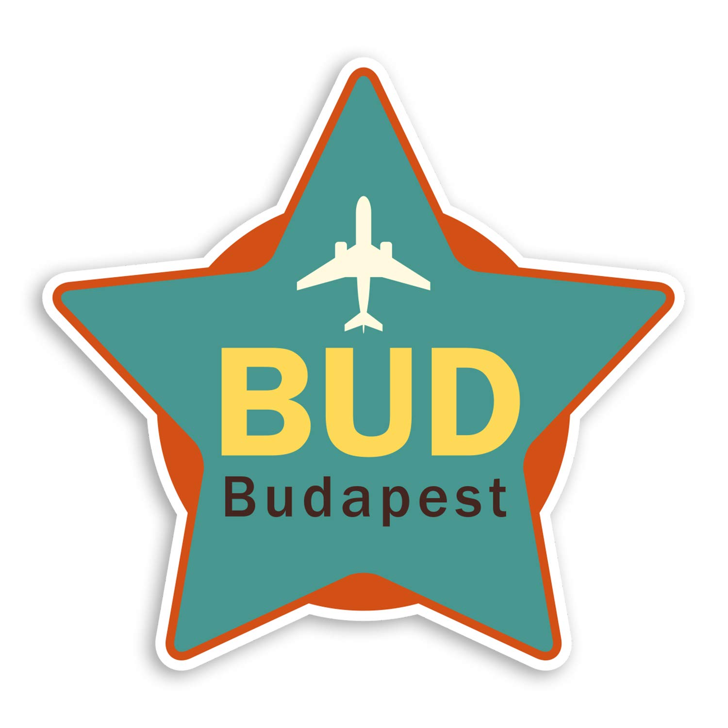 Destination Vinyl Ltd Multi 2 X 10Cm Bud Budapest Airport Vinyl Stickers - Hungary Luggage Sticker #31113 (10Cm Wide)