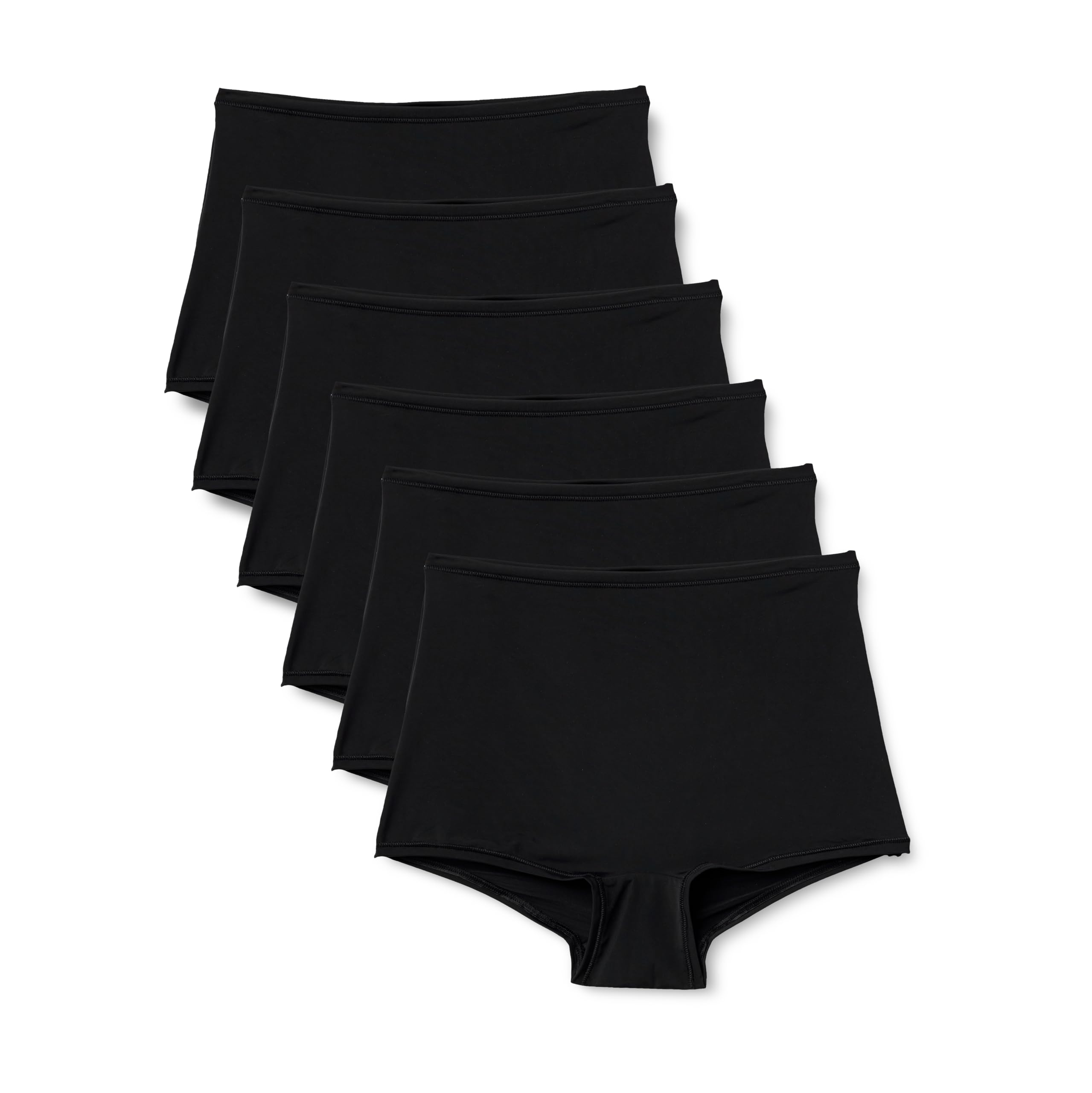 Amazon Essentials Women's Microfiber High Waisted Boyshorts, Pack of 6, Black, Medium