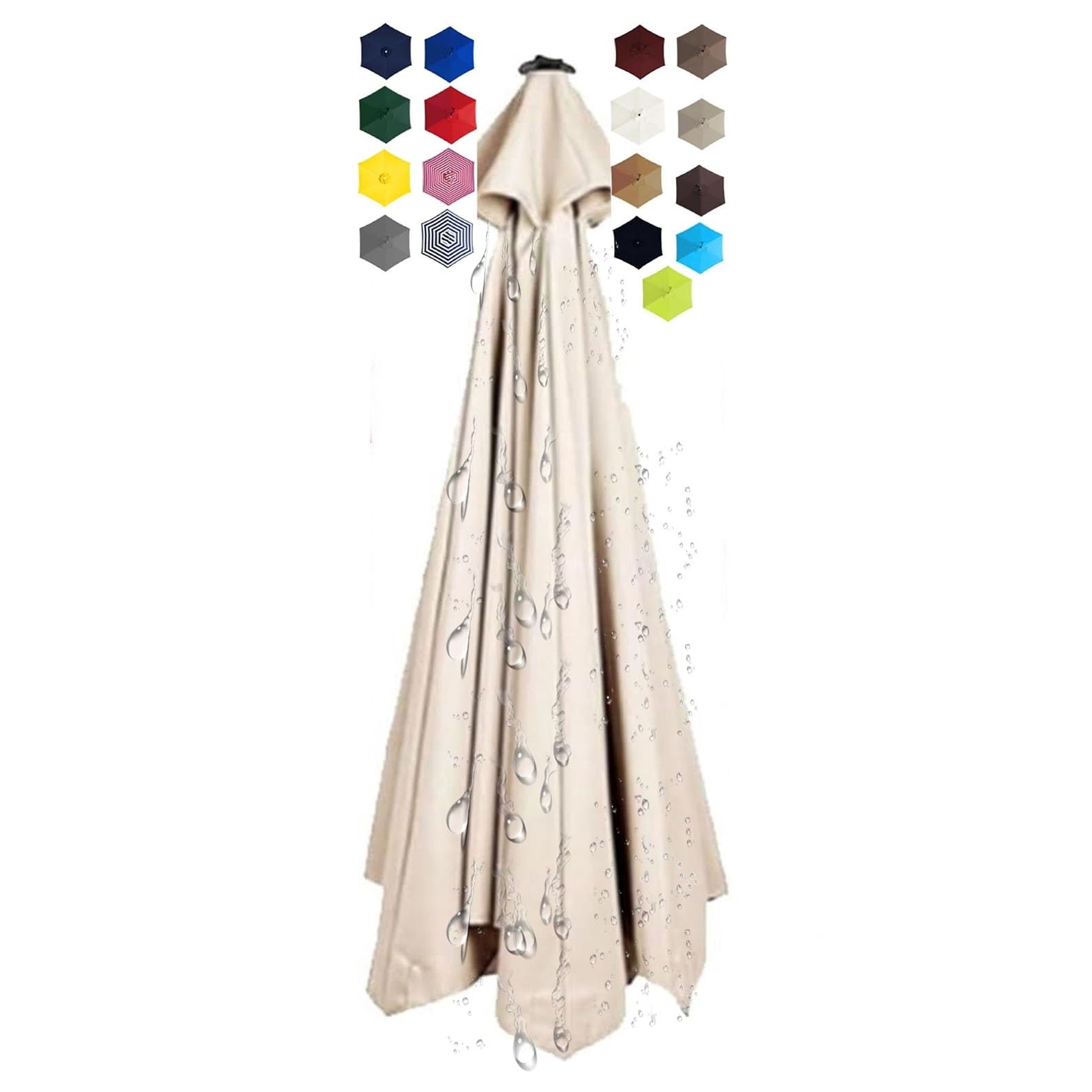 Fundas de Repuesto para Sombrilla de 2/2.3/2.5/2.7/3 Metros y 6/8 Brazos, Cubierta de Repuesto para Sombrilla, Solo Toldo para Sombrilla Terraza Exterior, Parasol Jardin Tela de Repuesto(@03,6 ribs/2.