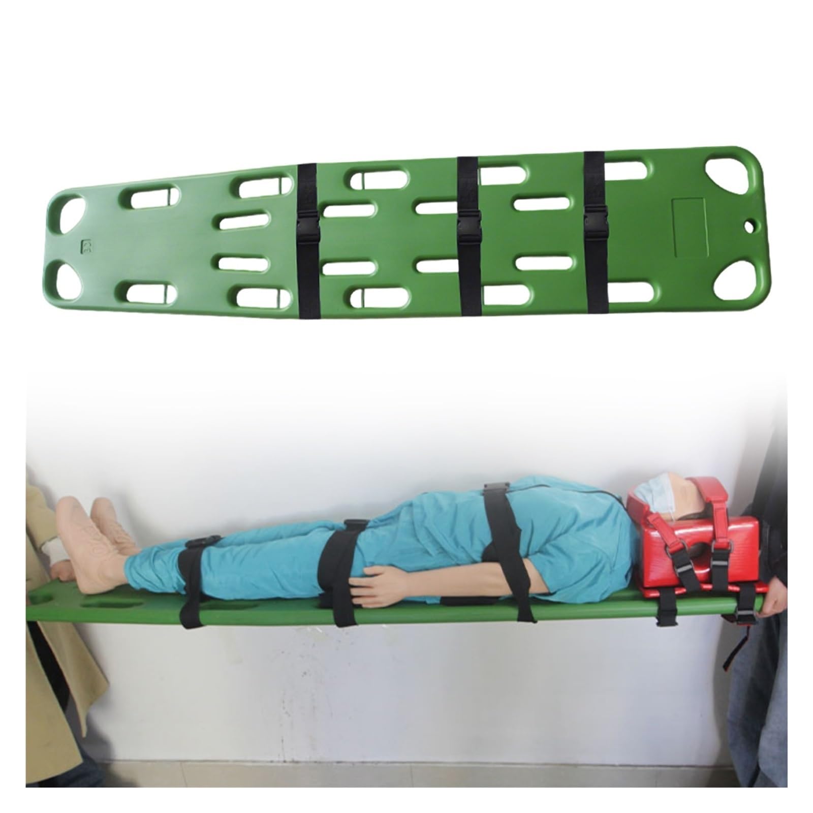 Genérico Tabla de Rescate portátil y Ligera para Salvamento - Tabla espinal de Rescate acuático con Correas - Equipo médico Flotante de Emergencia para socorristas, Color Verde