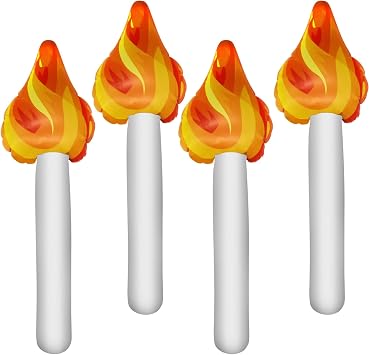 4Pcs Inflatable Torch Prop Halloween Decorations, 16In Fun Torch Inflates Decorations for Competitions Games, Fake Torch Prop Light Up for Sports Competitions Themed Party Decorations