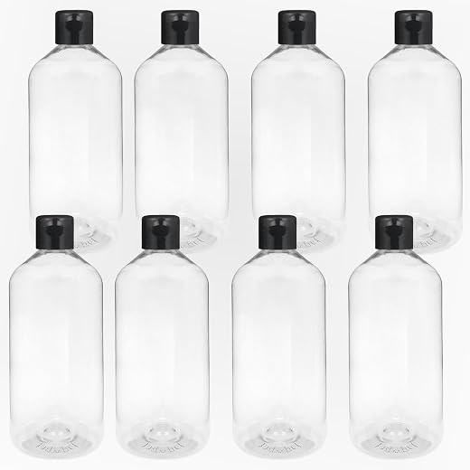 Thinqkart Select 300ml Empty Clear Plastic Bottles Refillable Travel Size Cosmetic Containers Squeeze Bottles With Black F...