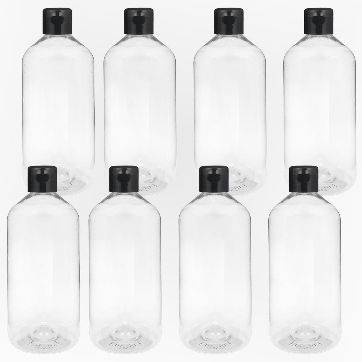 Thinqkart Select 300ml Empty Clear Plastic Bottles Refillable Travel Size Cosmetic Containers Squeeze Bottles With Black Flip Cap For Toiletries, Shampoos, Lotions, Creams Pack of (8)-image-8