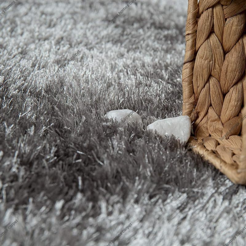 Image of Shaggy Area Rug for Living Room and Bedroom 7X10 FT Soft Plush Floor Carpet with Fluffy Texture, Modern Decorative Rug,Bedside and Indoor Spaces,Dark-Grey