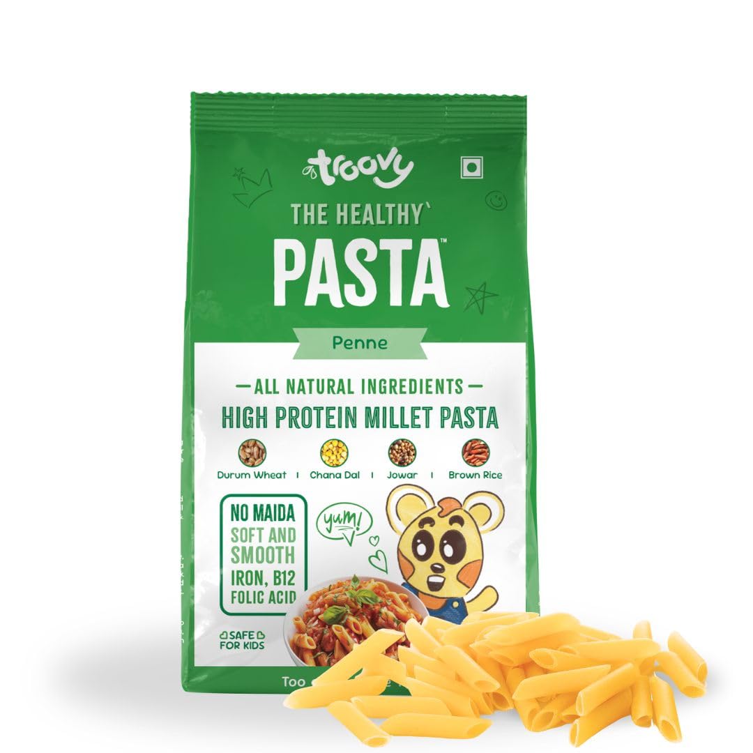 Troovy Millet Penne Pasta | Protein & Iron rich | No Maida | All natural ingredients | High Fiber | No Preservatives | No Junk | Pack of 1 (350 gm)
